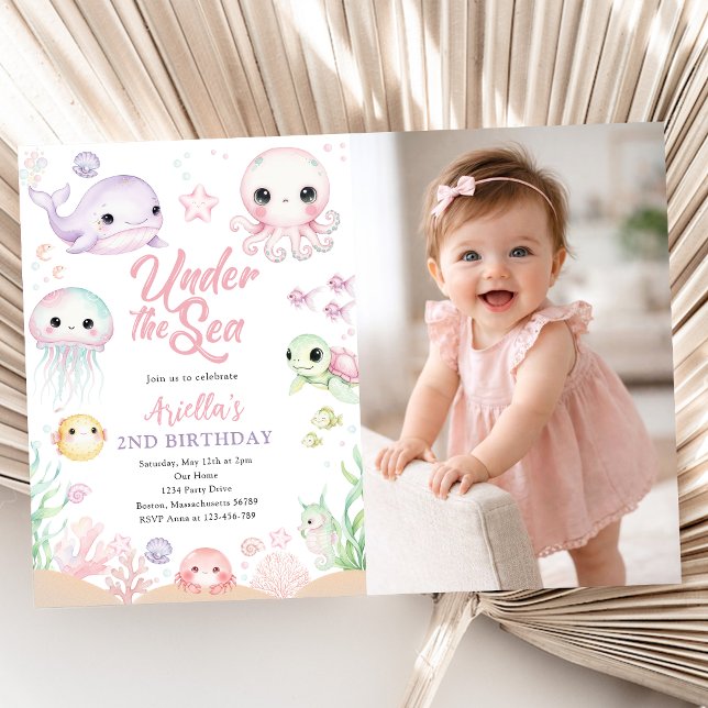 Invitación Under the Sea Ocean Animals Photo (Subido por el creador)