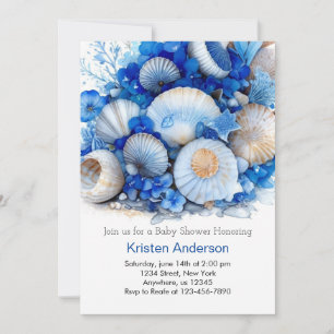 Invitación Under the Sea Ocean Blue Boho Boy Baby Shower