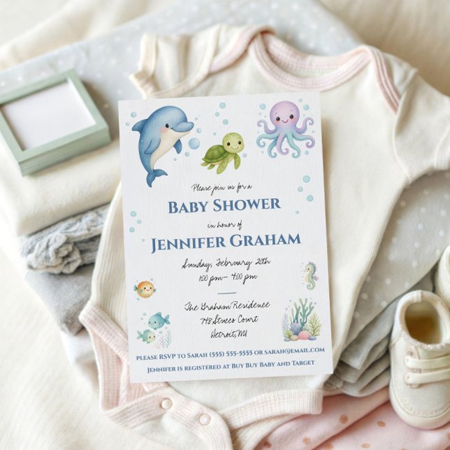 Invitación Under the Sea, Ocean Creatures Baby Shower (Subido por el creador)
