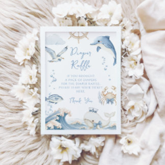 Invitación Under the Sea Ocean Diaper Raffle Baby Boy Shower