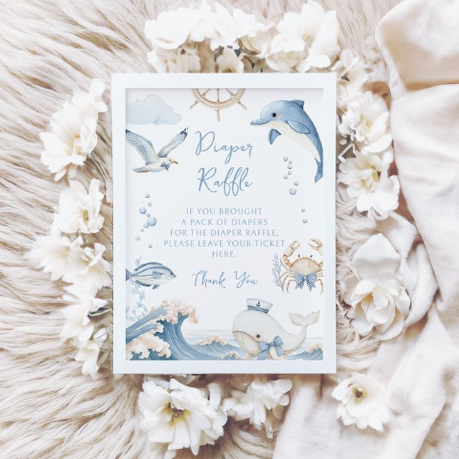 Invitación Under the Sea Ocean Diaper Raffle Baby Boy Shower (Subido por el creador)