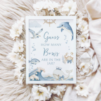 Invitación Under the Sea Ocean How Many Bows Baby Boy Shower
