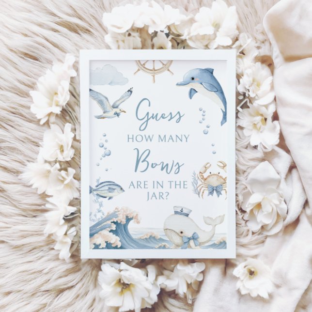 Invitación Under the Sea Ocean How Many Bows Baby Boy Shower (Subido por el creador)