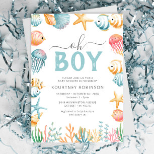 Invitación Under the Sea Oh Boy Baby Shower