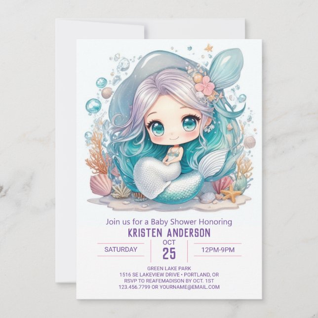 Invitación Under the Sea Serenity Baby Shower (Anverso)