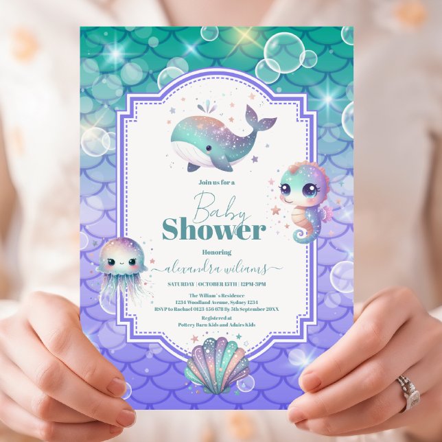 Invitación Under the Sea Watercolor Baby Shower (Subido por el creador)