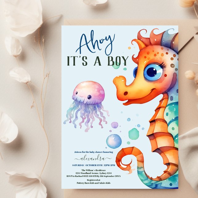 Invitación Under the Sea Watercolor Baby Shower (Subido por el creador)