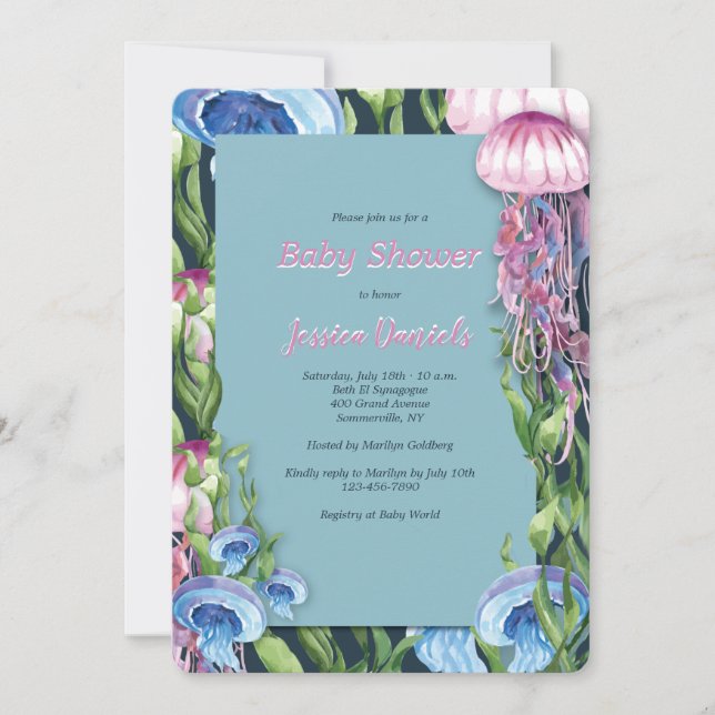 Invitación Under the Sea Watercolor Baby Shower (Anverso)