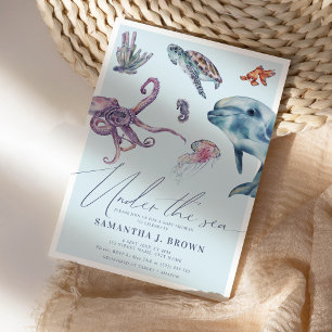 Invitación Under the Sea Watercolor Ocean Baby Shower