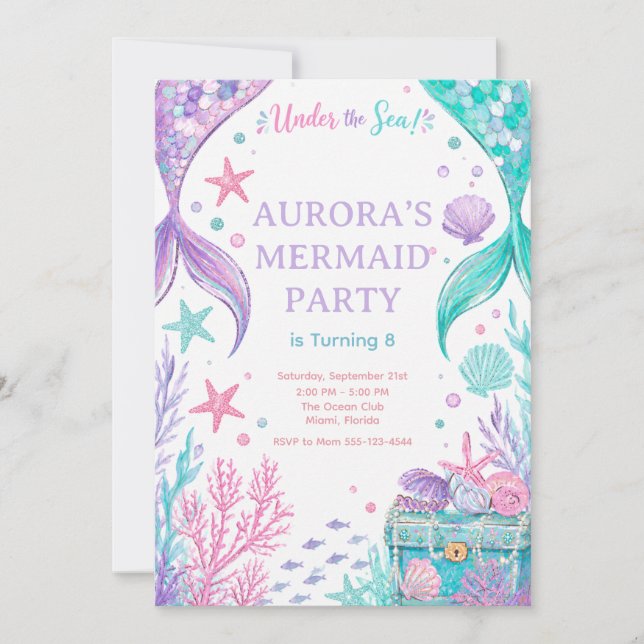 Invitación Under The Sea Watercolor Party Invite  (Anverso)