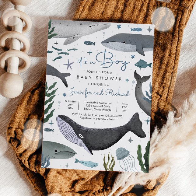 Invitación Under the Sea Whale Ocean Animal Baby Shower (Subido por el creador)