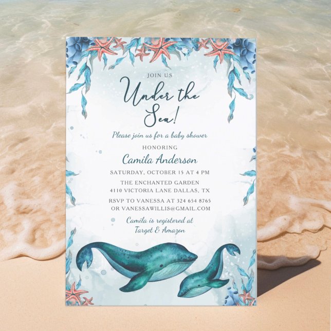 Invitación Under the Sea Whales Boy Baby Shower (Subido por el creador)