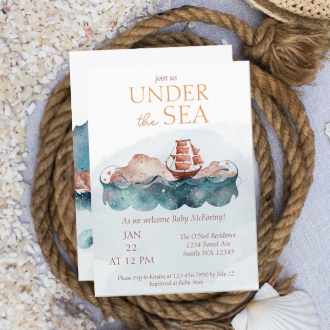 Invitación Under the Sea Whimsical Ocean Baby Shower (Subido por el creador)