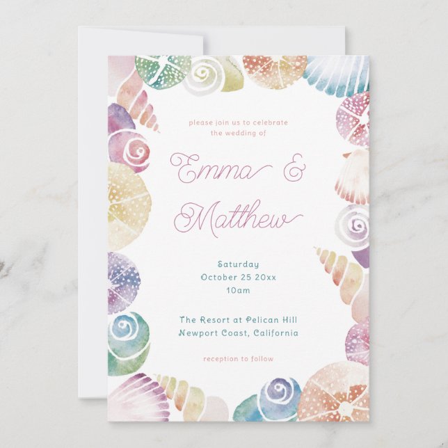 Invitación Under the Sea Whimsical Watercolor Beach Wedding (Anverso)