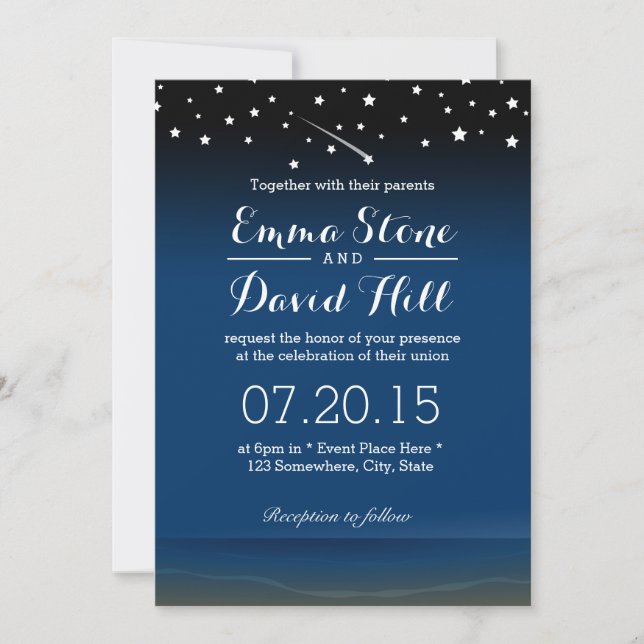 Invitación Under the Stars Beach Wedding (Anverso)