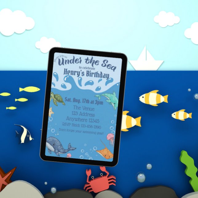 Invitación Under Water, Under the Sea Birthday (Subido por el creador)