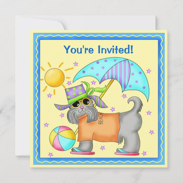 Invitación Únete a la fiesta piscina de perro de playa BBQ Co (Anverso)