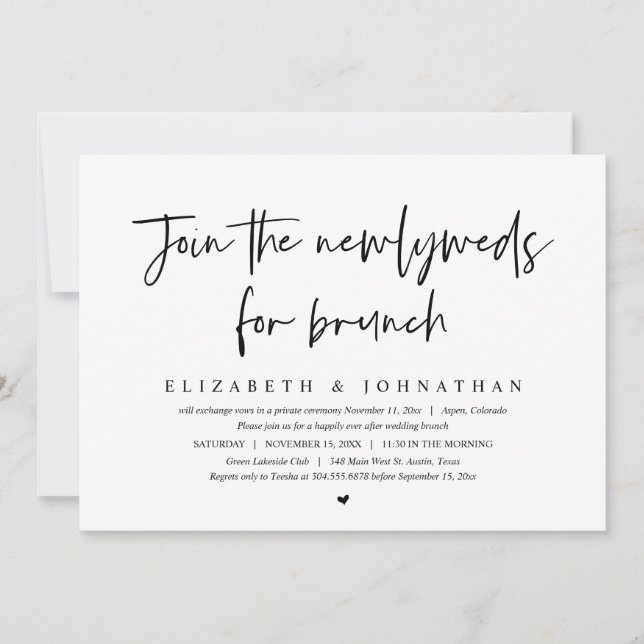 Invitación Únete A Los Recién Matrimonios Para Boda Elopement (Anverso)