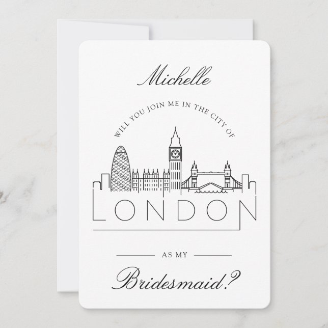 Invitación Únete a mí en Londres | Solicitud de fiesta nupcia (Anverso)