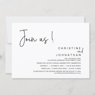 Invitación Únete a nosotros, Boda Elopement Dinner, Fiesta, b