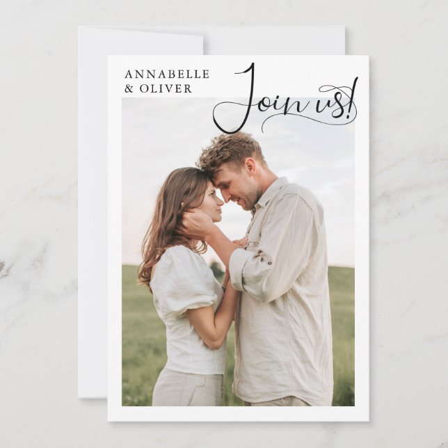 Invitación Únete a nosotros | Elegante Boda fotográfico (Anverso)