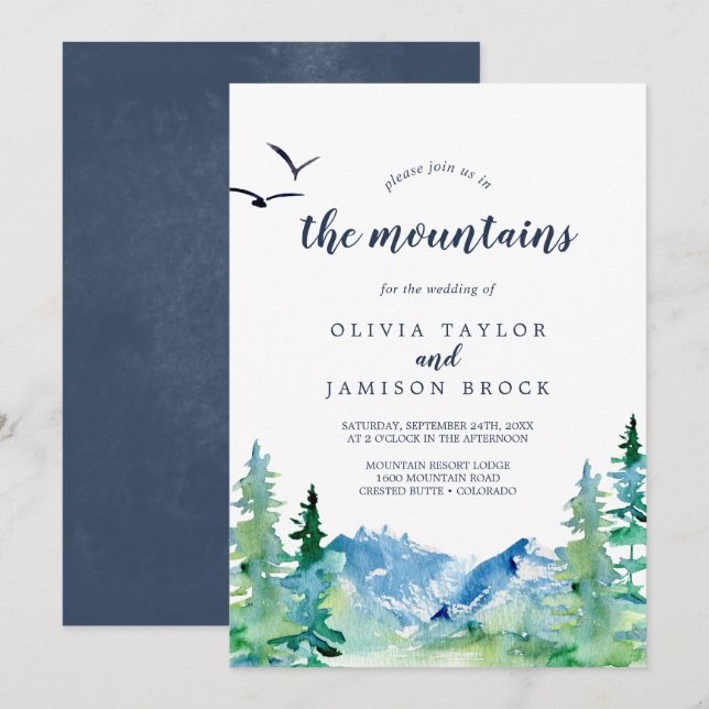 Invitación Únete A Nosotros En La Boda De Destino De Las Mont (Anverso / Reverso)