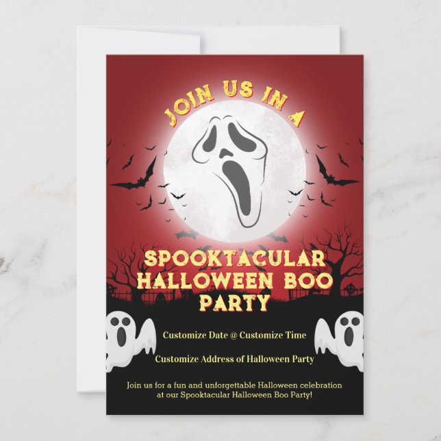 Invitación Únete a nosotros en un Fiesta de Boo de Halloween  (Anverso)