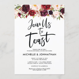 Invitación Únete a nosotros para brindar, Boda de Ensayos inv