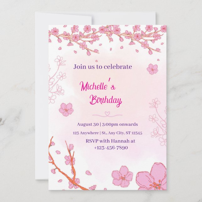 Invitación Únete a nosotros para celebrar el cumpleaños de Mi (Anverso)