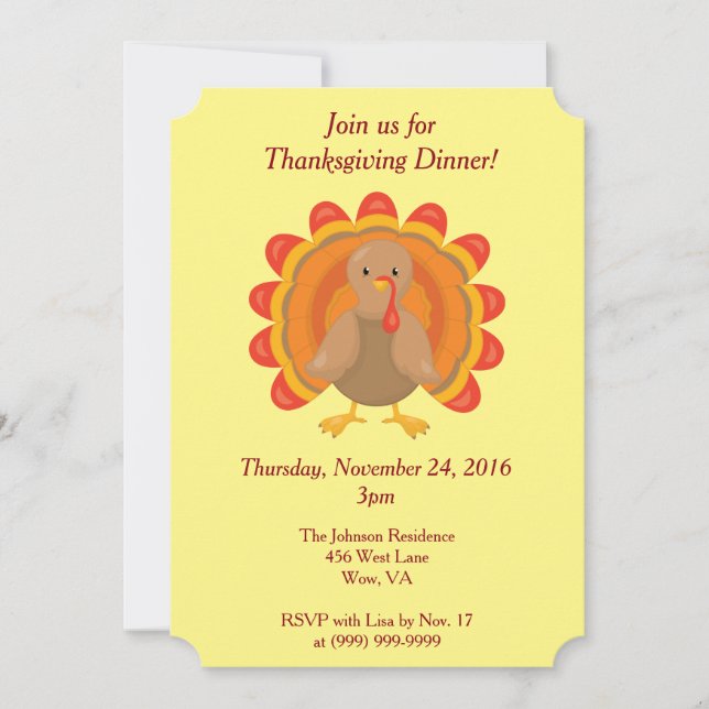 Invitación Únete a nosotros para la cena de Acción de Gracias (Anverso)