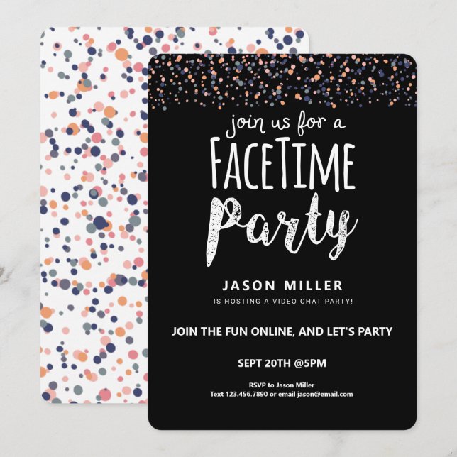 Invitación Únete a nosotros para una divertida fiesta de chat (Anverso / Reverso)