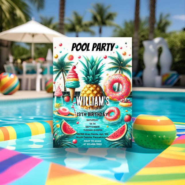 Invitación Únete al chico azul Guay Pool Fiesta 13 cumpleaños (Subido por el creador)
