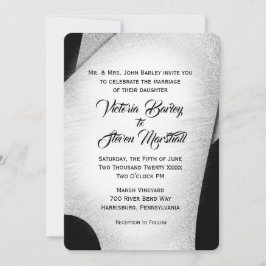 Invitación única a la boda blanca y negra