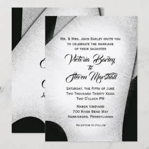 Invitación única a la boda blanca y negra