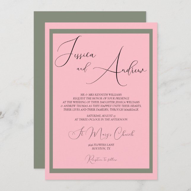 Invitación única a la boda dura y dura (Anverso / Reverso)