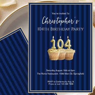Invitación única azul dorado para su cumpleaños nú