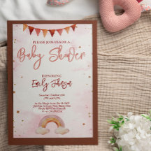 Invitación única de Baby Shower Arcoiris rosa