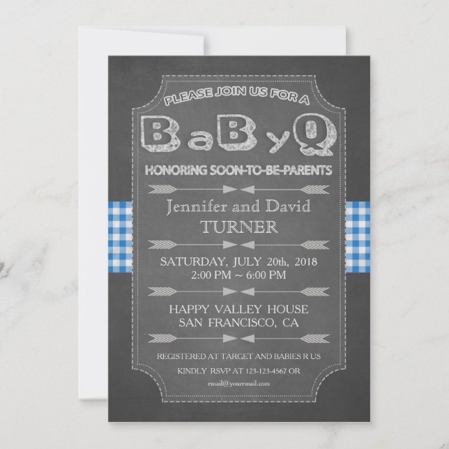 Invitación única de Baby Shower BaByQ (Anverso)