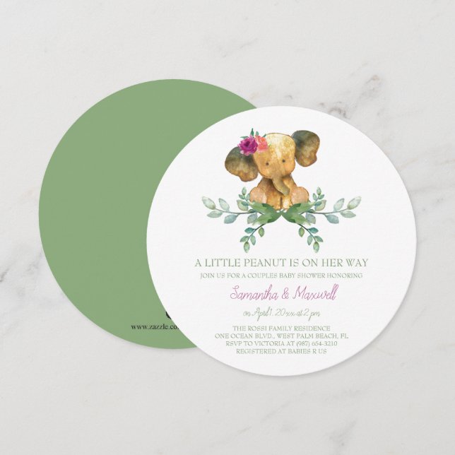 Invitación única de Baby Shower del elefante del (Anverso / Reverso)