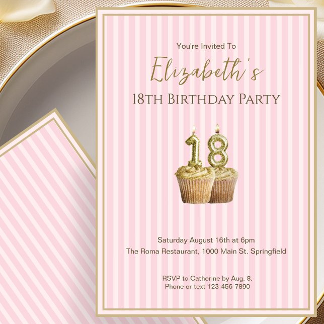 Invitación única de cumpleaños 18 en rosa oro para (Subido por el creador)