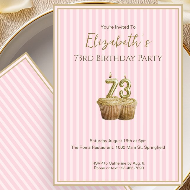 Invitación Única de Cumpleaños 73 en Oro Rosa para (Subido por el creador)