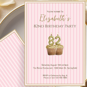 Invitación Única de Cumpleaños 82 en Oro Rosa para