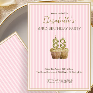Invitación Única de Cumpleaños 83 en Oro Rosa para