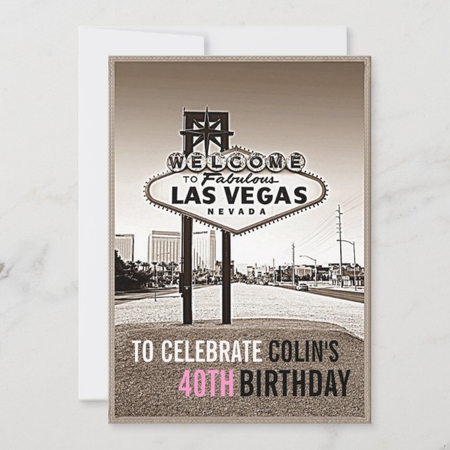 Invitación única de cumpleaños en Las Vegas (Anverso)