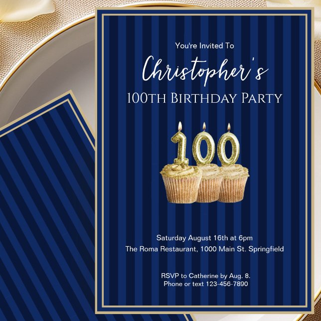 Invitación única de cumpleaños número 100 para él  (Subido por el creador)
