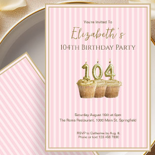 Invitación Única de Cumpleaños Número 104 en Oro R