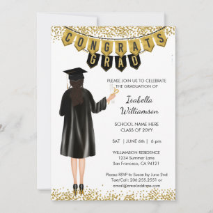 Invitación Única de Graduación Cabello Marrón