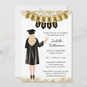 Invitación Única de Graduación Cabello Rubio