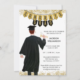 Invitación Única de Graduación Masculina Cabello R