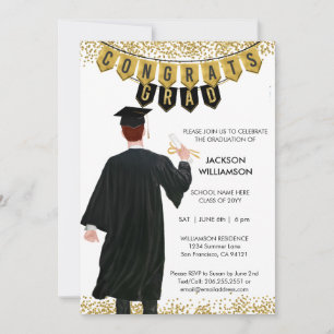 Invitación Única de Graduación Masculina Cabello R